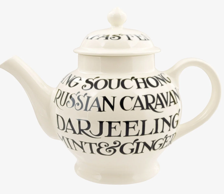 Black Toast All Over 4 Mug Teapot